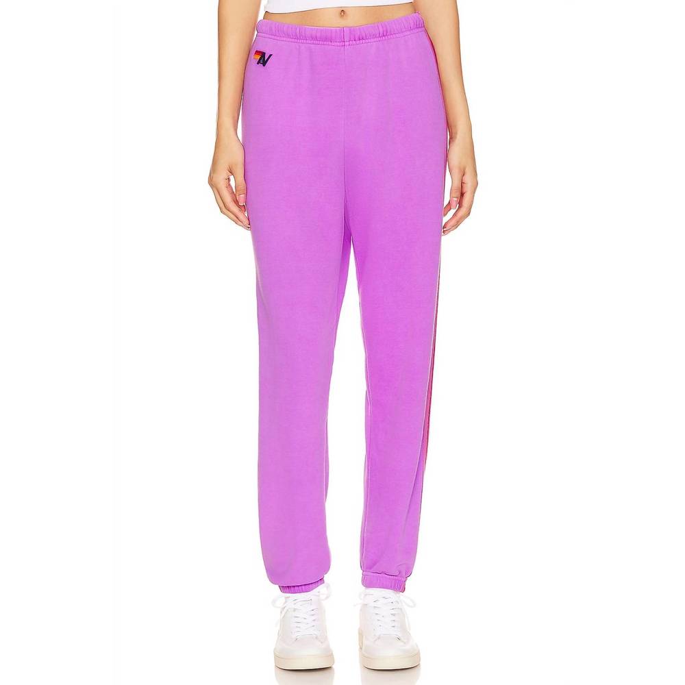 NEW AVIATOR NATION 5 stripe sweatpant in neon purple/neon - Picture 2 of 4
